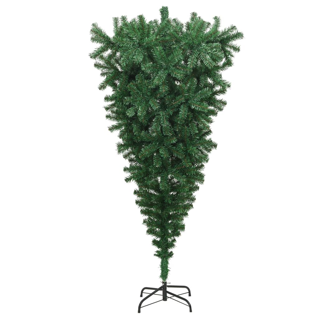 vidaXL Prevrátený umelý vianočný stromček so stojanom, zelený 180 cm