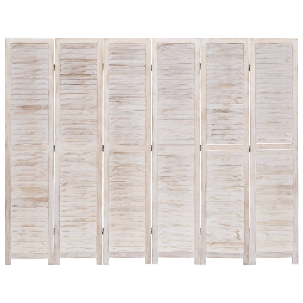 vidaXL 6-panelový paraván biely 210x165 cm drevený