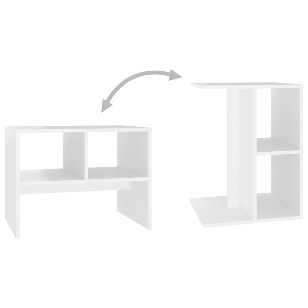 vidaXL Príručný stolík biely 60x40x45 cm drevotrieska