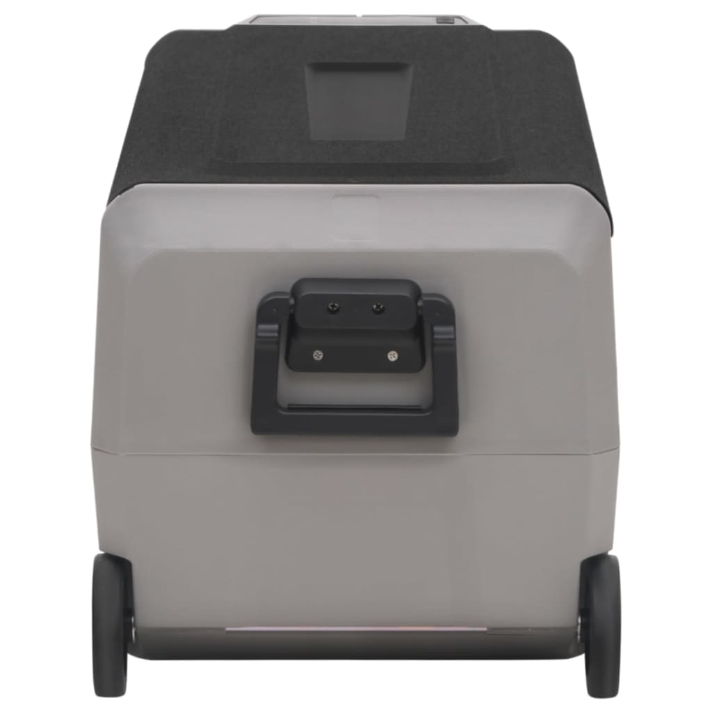 vidaXL Chladiaci box s kolieskom a adaptérom čierno-sivý 60 l PP a PE