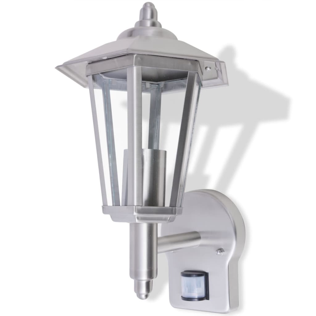 vidaXL Vonkajší nástenný lampáš so senzorom, nehrdzavejúca oceľ