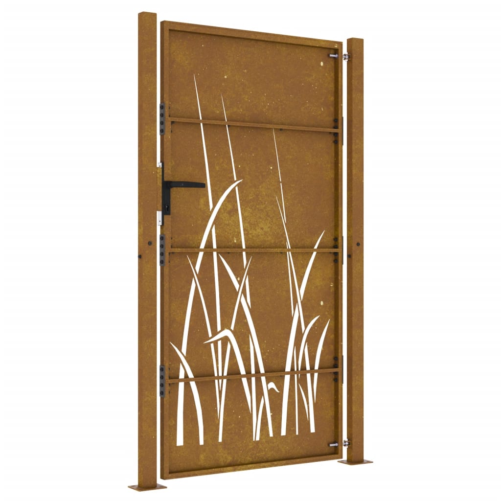 vidaXL Záhradná brána 105x205 cm kortenová oceľ dizajn trávy