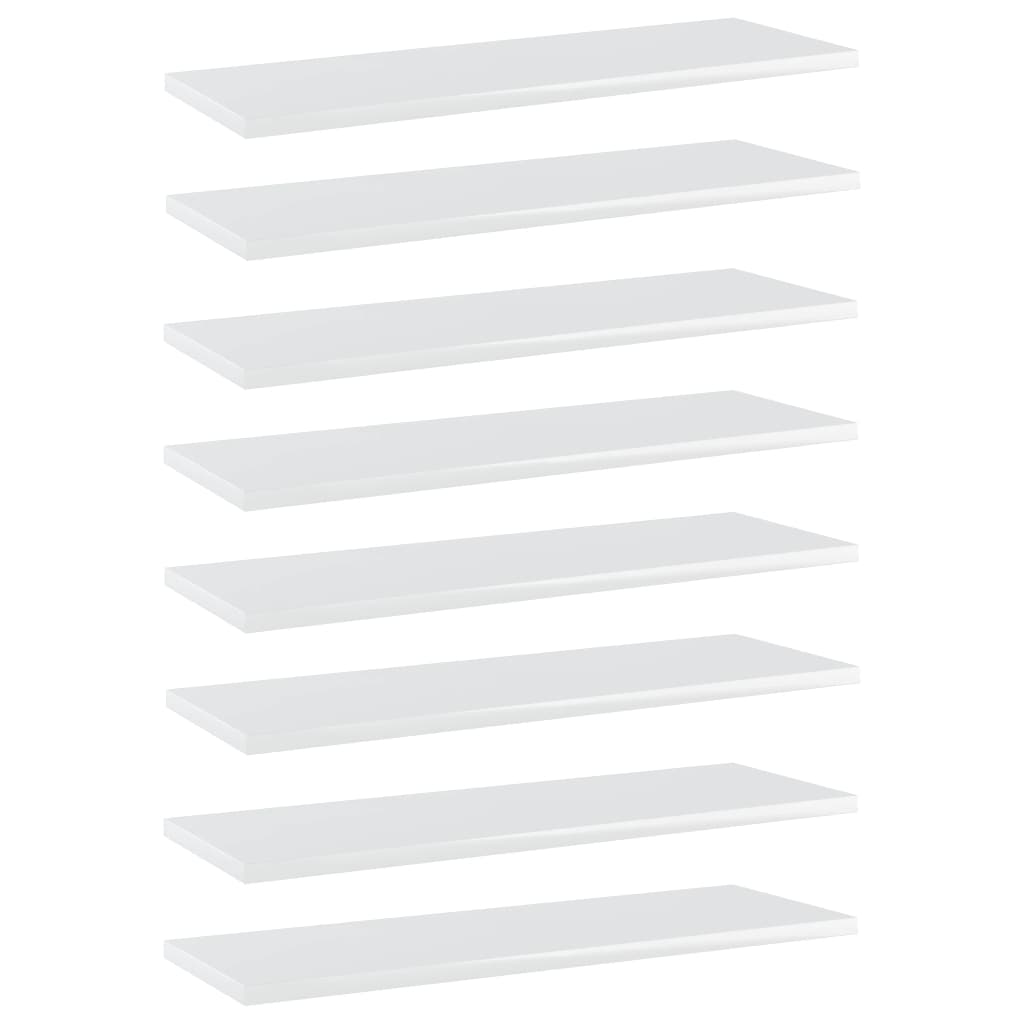 vidaXL Prídavné police 8 ks, lesklé biele 60x20x1,5 cm, drevotrieska