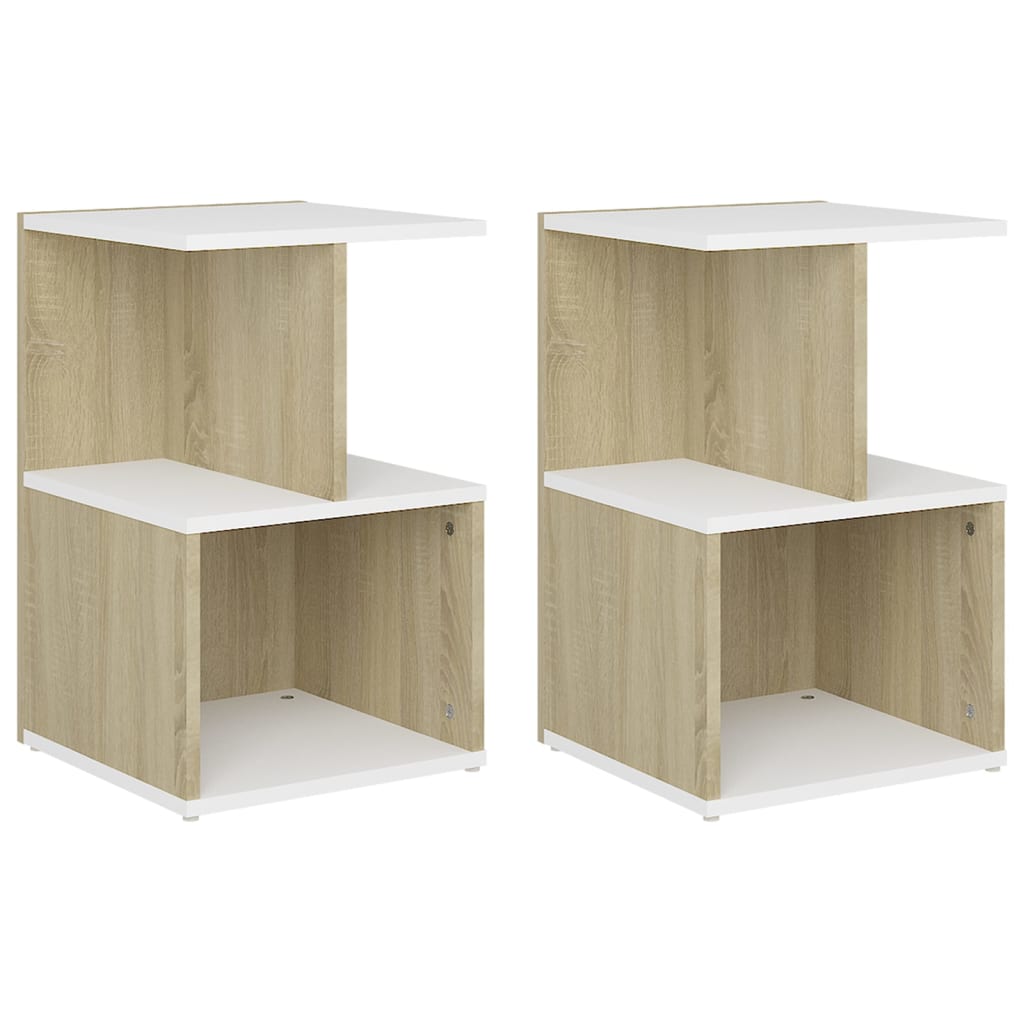 vidaXL Nočné stolíky 2 ks, biela+sonoma 35x35x55 cm, kompozitné drevo