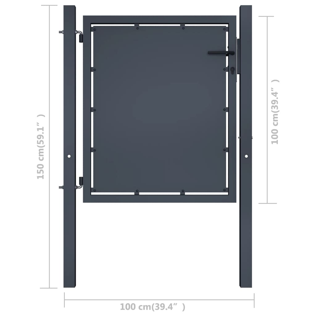 vidaXL Záhradná brána, oceľ 100x100 cm, antracitová