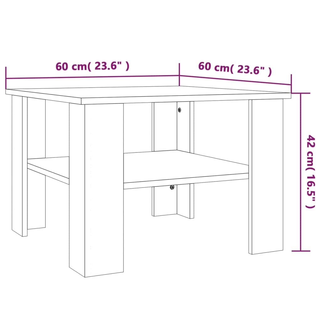 vidaXL Konferenčný stolík dymový dub 60x60x42 cm spracované drevo
