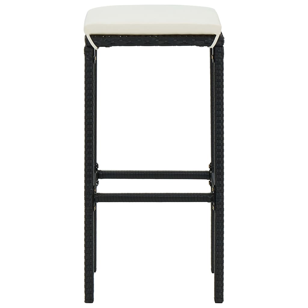 vidaXL Barové stoličky s vankúšmi 2 ks čierne polyratan
