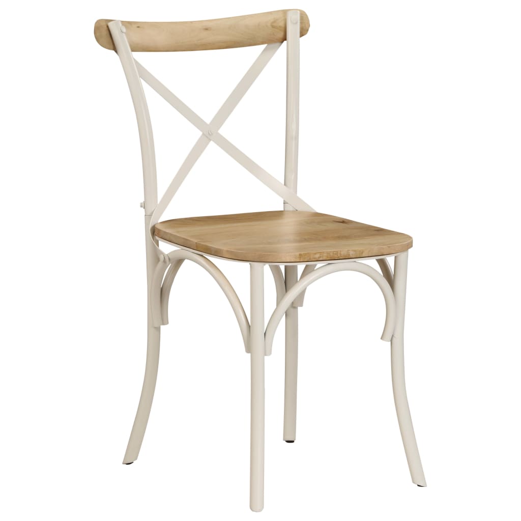 vidaXL Jedálenské stoličky s krížovým operadlom 6 ks biele mangovníkové drevo
