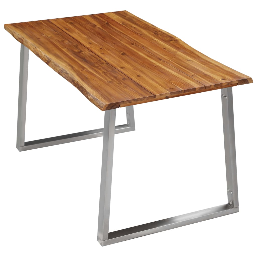 vidaXL Jedálenský stôl 140x80x75 cm masívne akáciové drevo a nehrdzavejúca oceľ