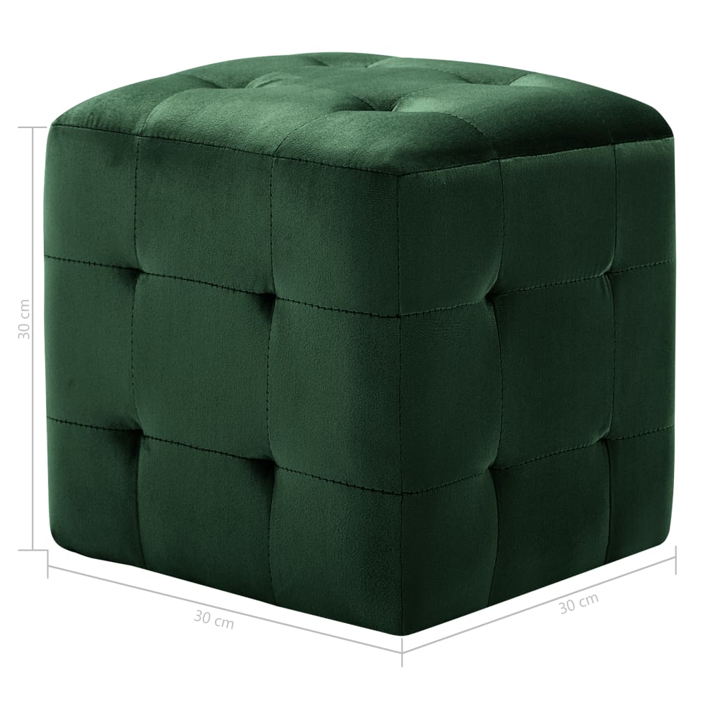 vidaXL Nočné stolíky 2 ks zelené 30x30x30 cm zamatová látka