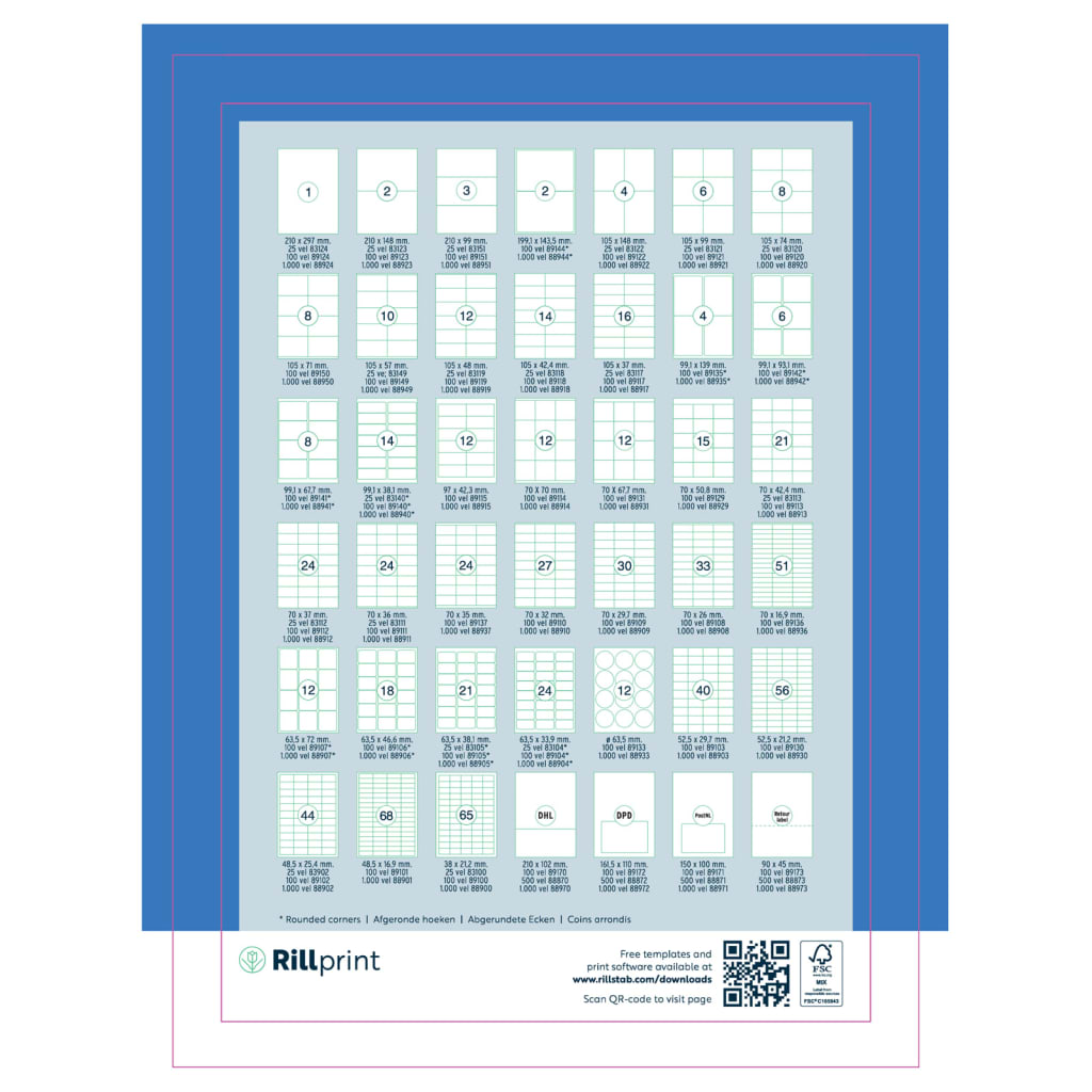 rillprint Samolepiace štítky 105x48 mm 1000 listov biele