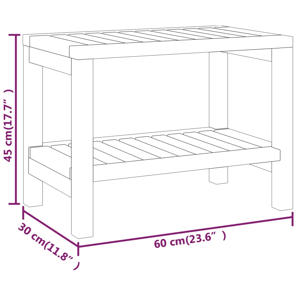 vidaXL Príručný stolík do kúpeľne 60x30x45 cm, tíkový masív