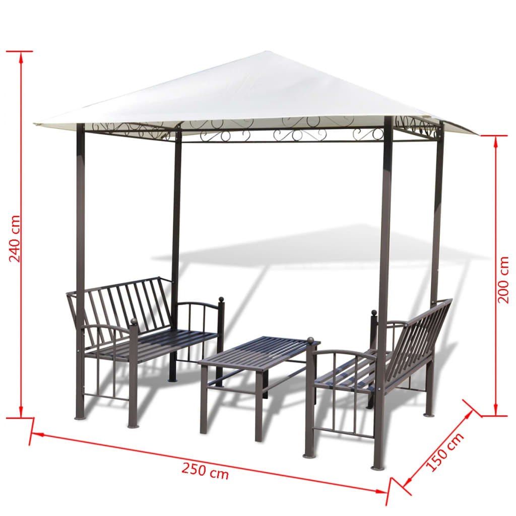 vidaXL Záhradný altánok so stolom a lavičkou 2,5 x 1,5 x 2,4 m