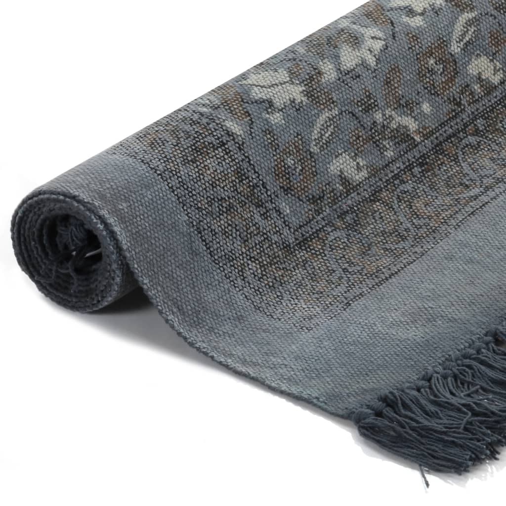 vidaXL Kilim bavlnený koberec so vzormi 120x180 cm sivý
