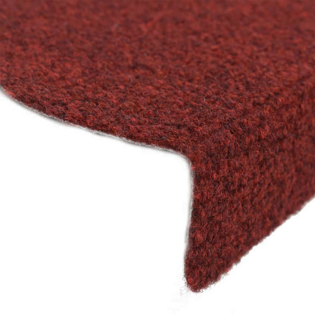 vidaXL Nášľapy na schody 10 ks červené 65x21x4 cm vpichovaná textília