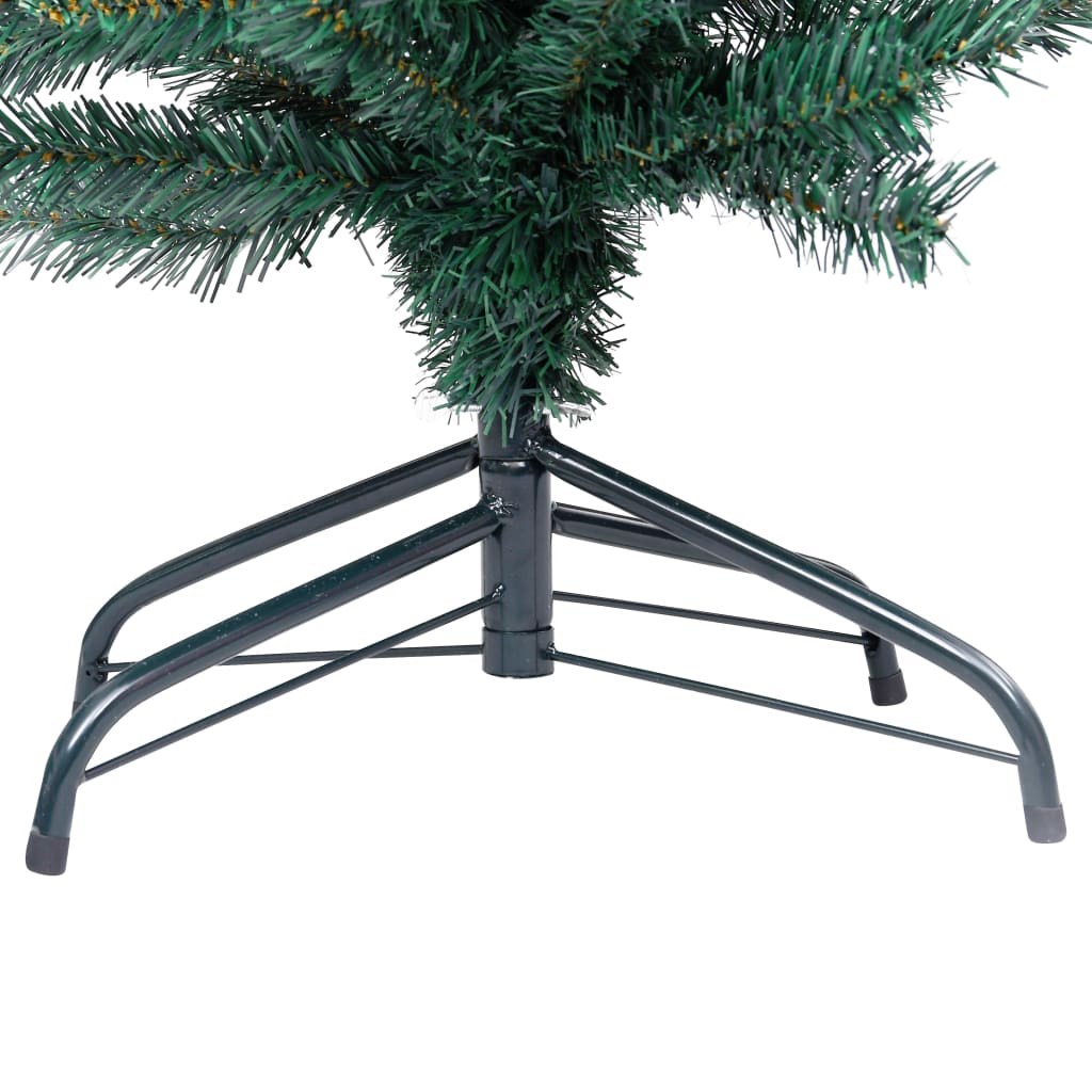 vidaXL Úzky osvetlený umelý vianočný stromček+stojan, zelený 210cm PVC