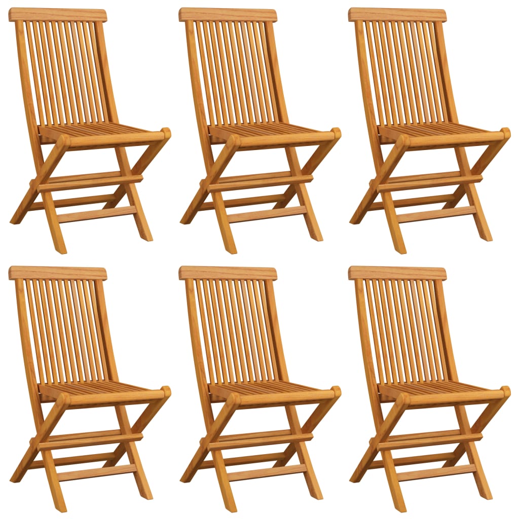 vidaXL Záhradné stoličky s krémovými podložkami 6 ks tíkový masív