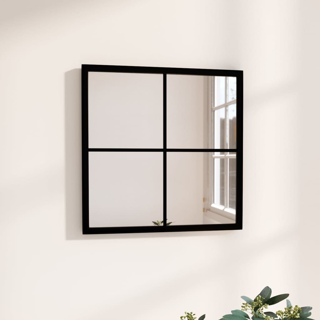 vidaXL Nástenné zrkadlo, čierne 40x40 cm, kov