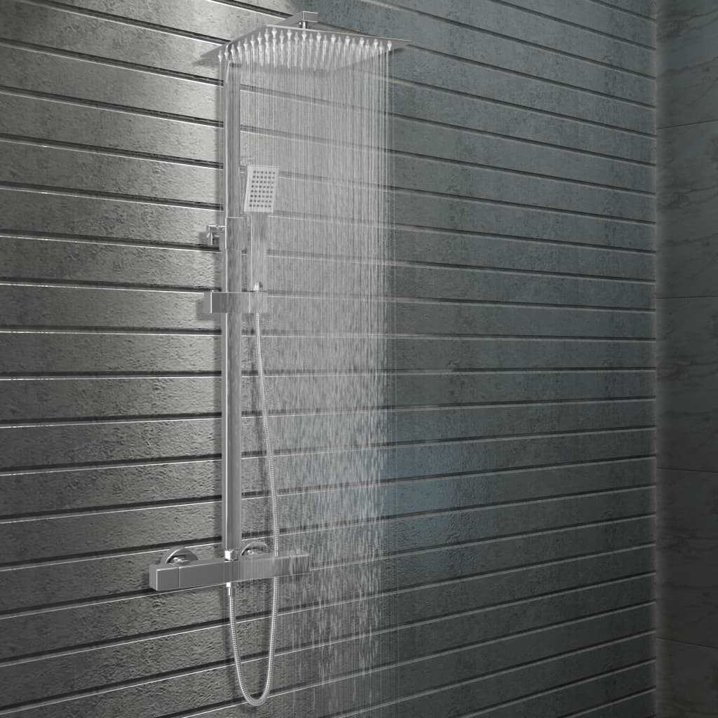 vidaXL Sada dvojitých sprchových hlavíc s termostatom nehrdzavejúca oceľ