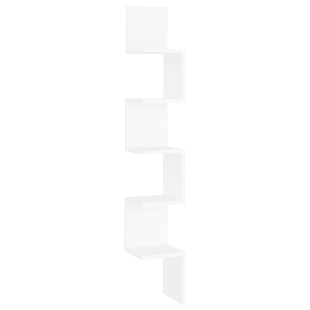 vidaXL Nástenná rohová polica, biela 20x20x127,5 cm, kompozitné drevo