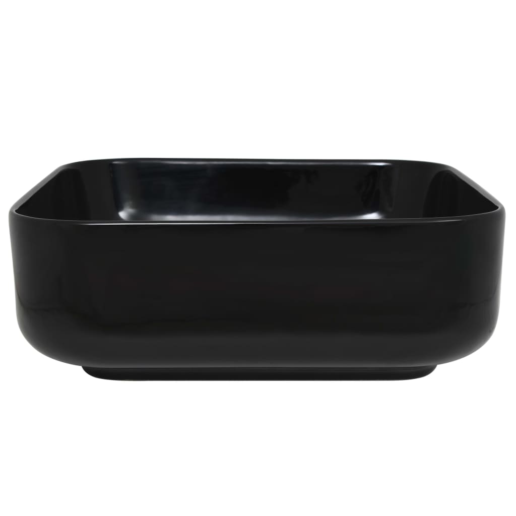 vidaXL Štvorcové keramické umývadlo, čierne, 38x38x13,5 cm