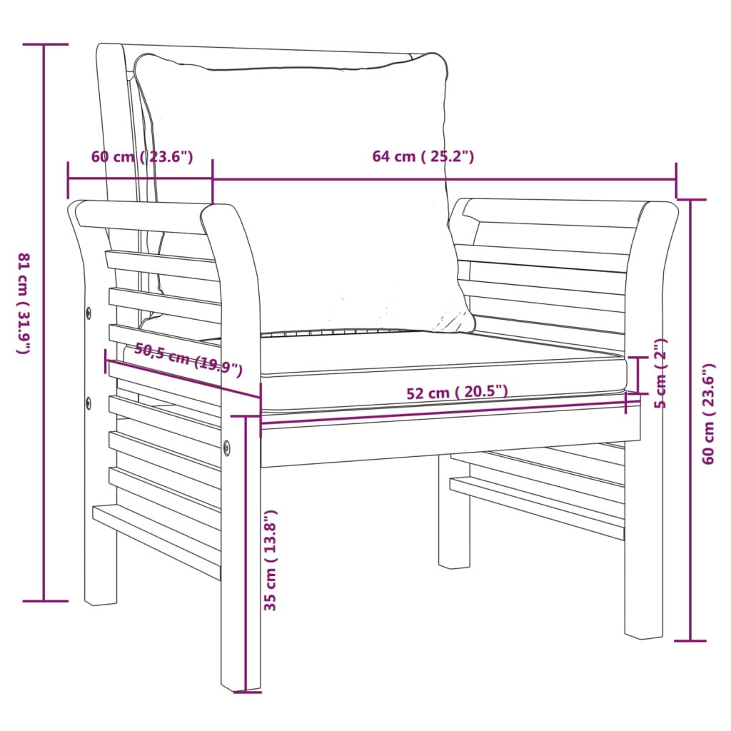 vidaXL 4-dielna záhradná sedacia súprava s vankúšmi akáciový masív