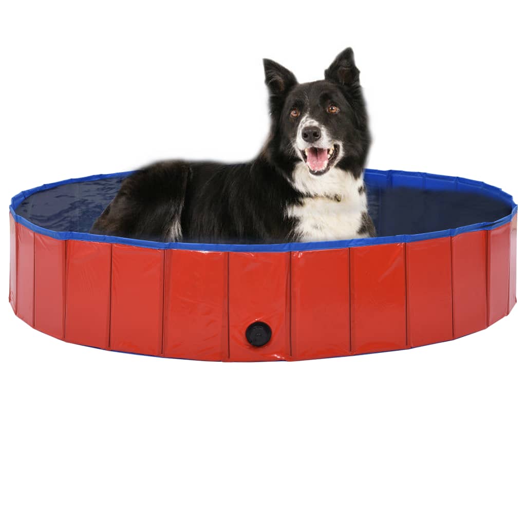 vidaXL Skladací bazén pre psov červená 160x30 cm PVC