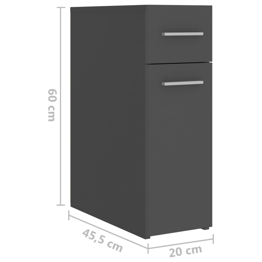 vidaXL Úložná skrinka, sivá 20x45,5x60 cm, kompoztiné drevo