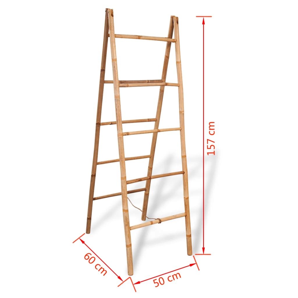 vidaXL Dvojitý vešiak na uteráky, rebrík s 5 priečkami, bambus, 50x160 cm
