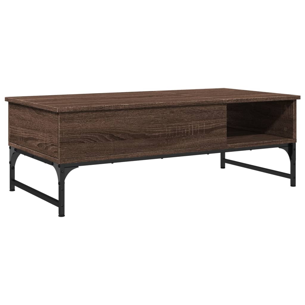 vidaXL Konferenčný stolík hnedý dub 100x50x35 cm kompozit. drevo a kov
