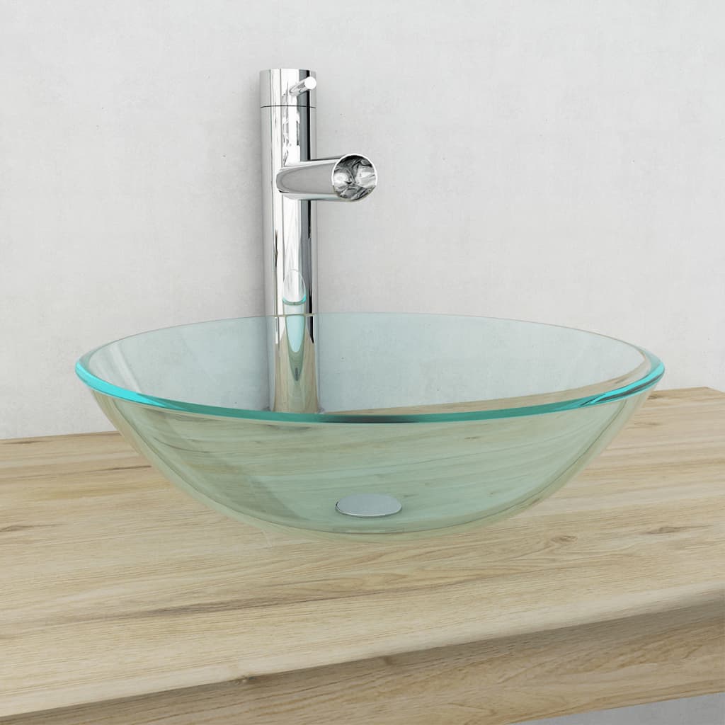 vidaXL Umývadlo z tvrdeného skla, 45 cm, priehľadné
