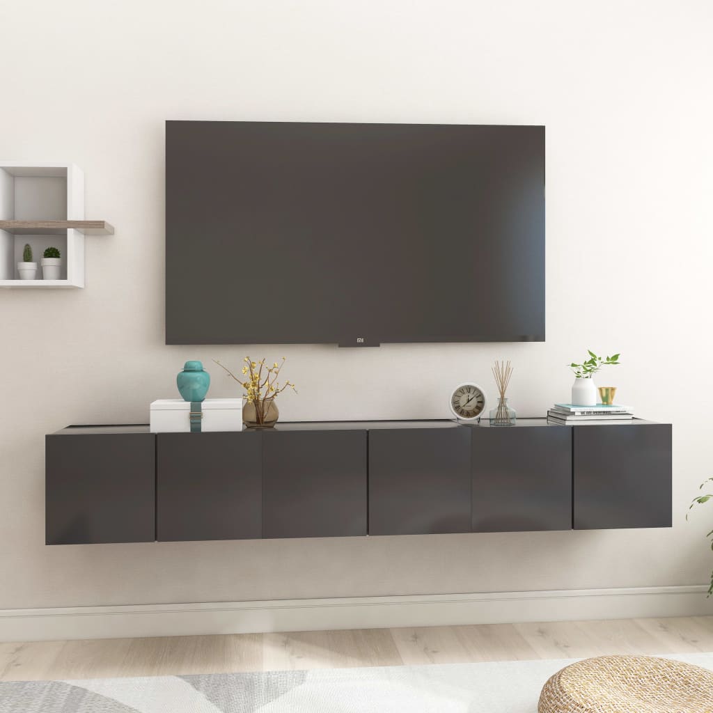 vidaXL Závesné TV skrinky 3 ks sivé 60x30x30 cm