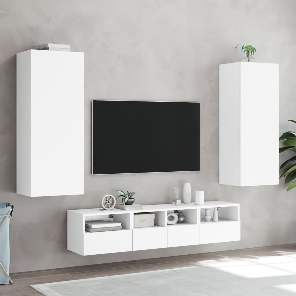 vidaXL 5-dielne TV nástenné skrinky biele kompozitné drevo