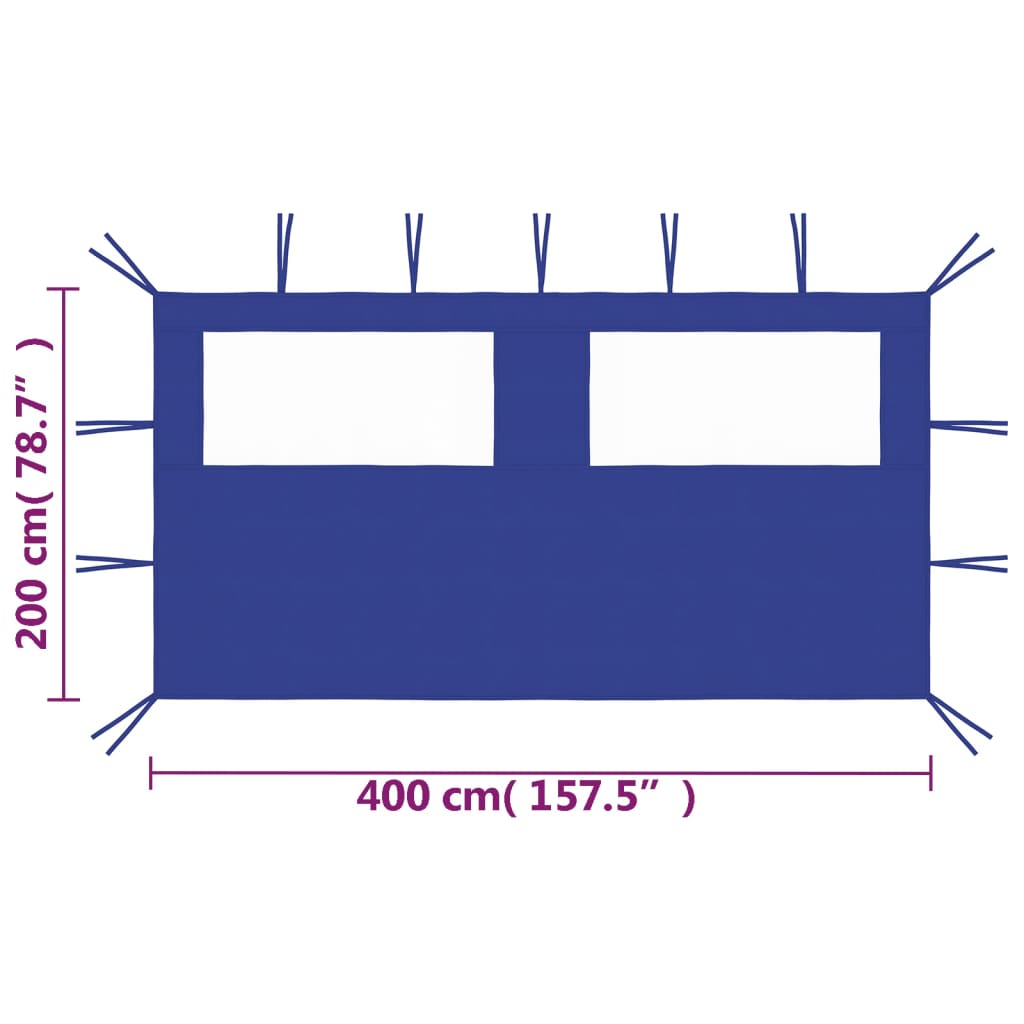 vidaXL Bočná stena altánku s oknami 4x2 m modrá