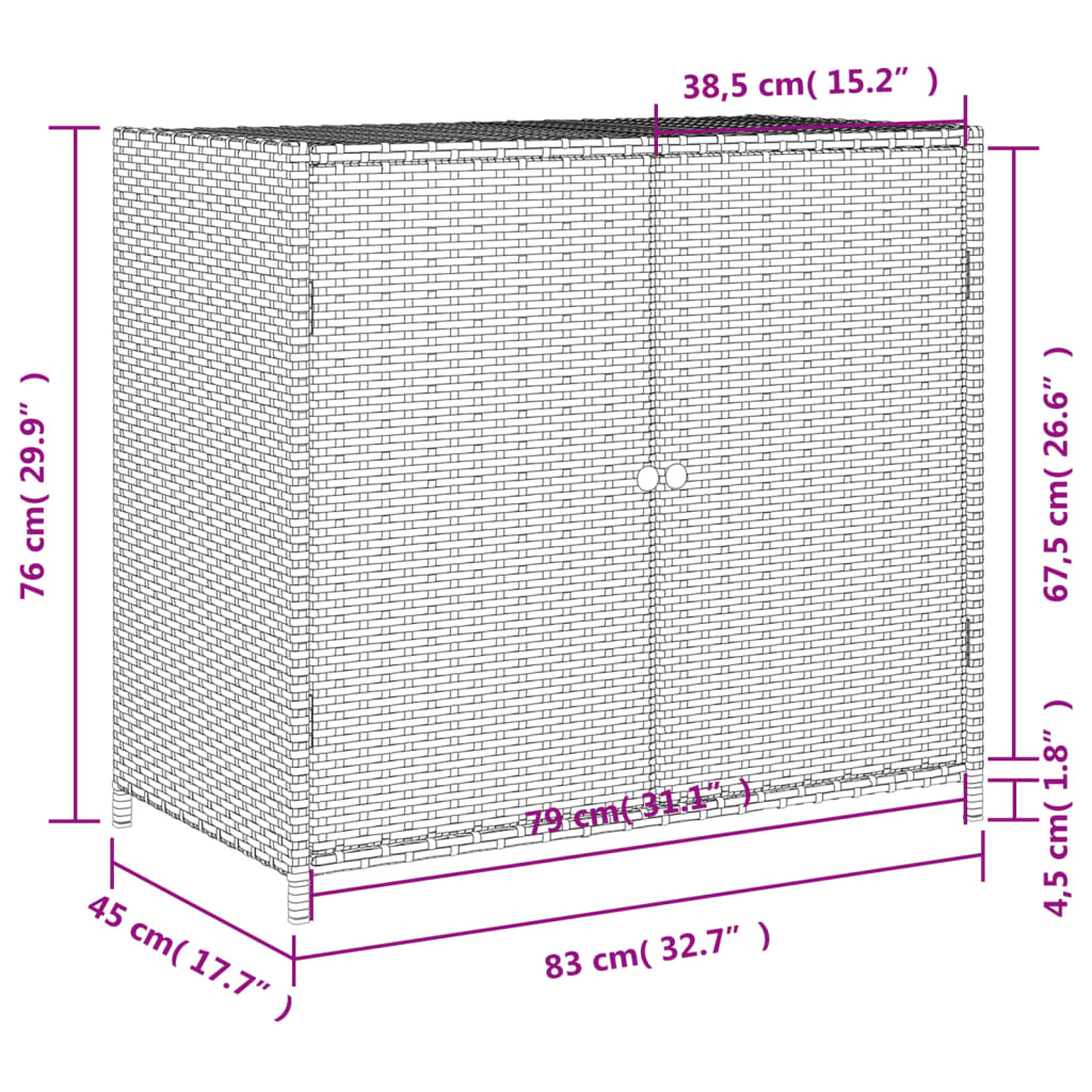 vidaXL Záhradná úložná skriňa sivá 83x45x76 cm polyratan