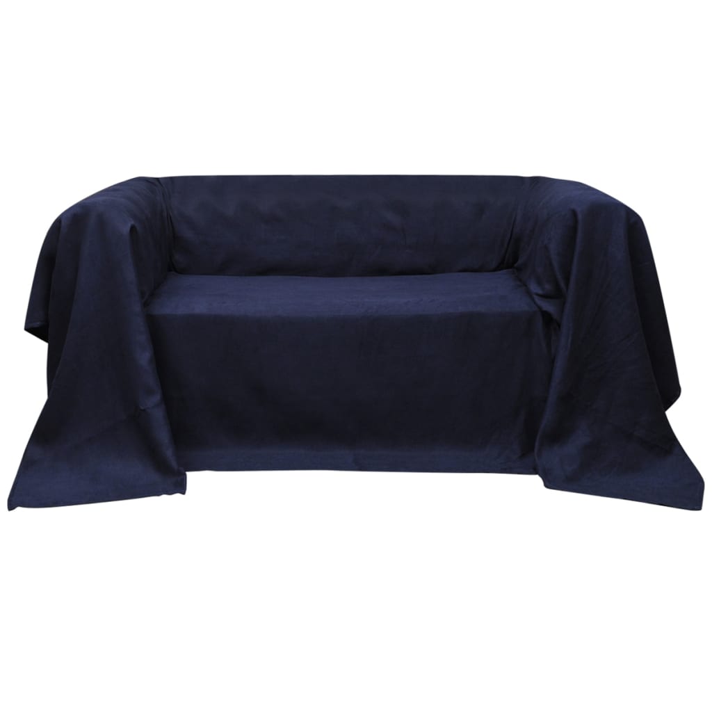 Mikro-semišový prehoz na sedačku, námornícka modrá, 270 x 350 cm