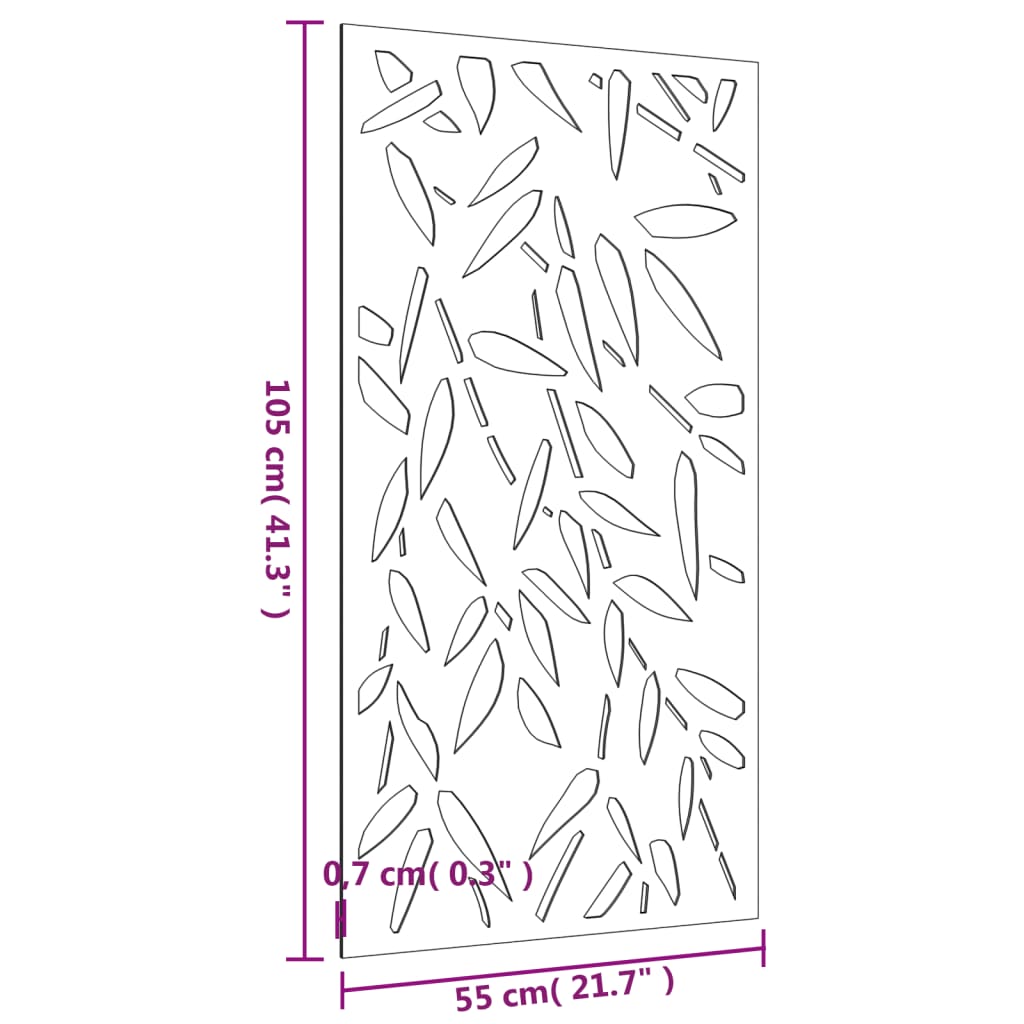 vidaXL Záhradná dekorácia 105x55 cm, cortenová oceľ, bambusové listy