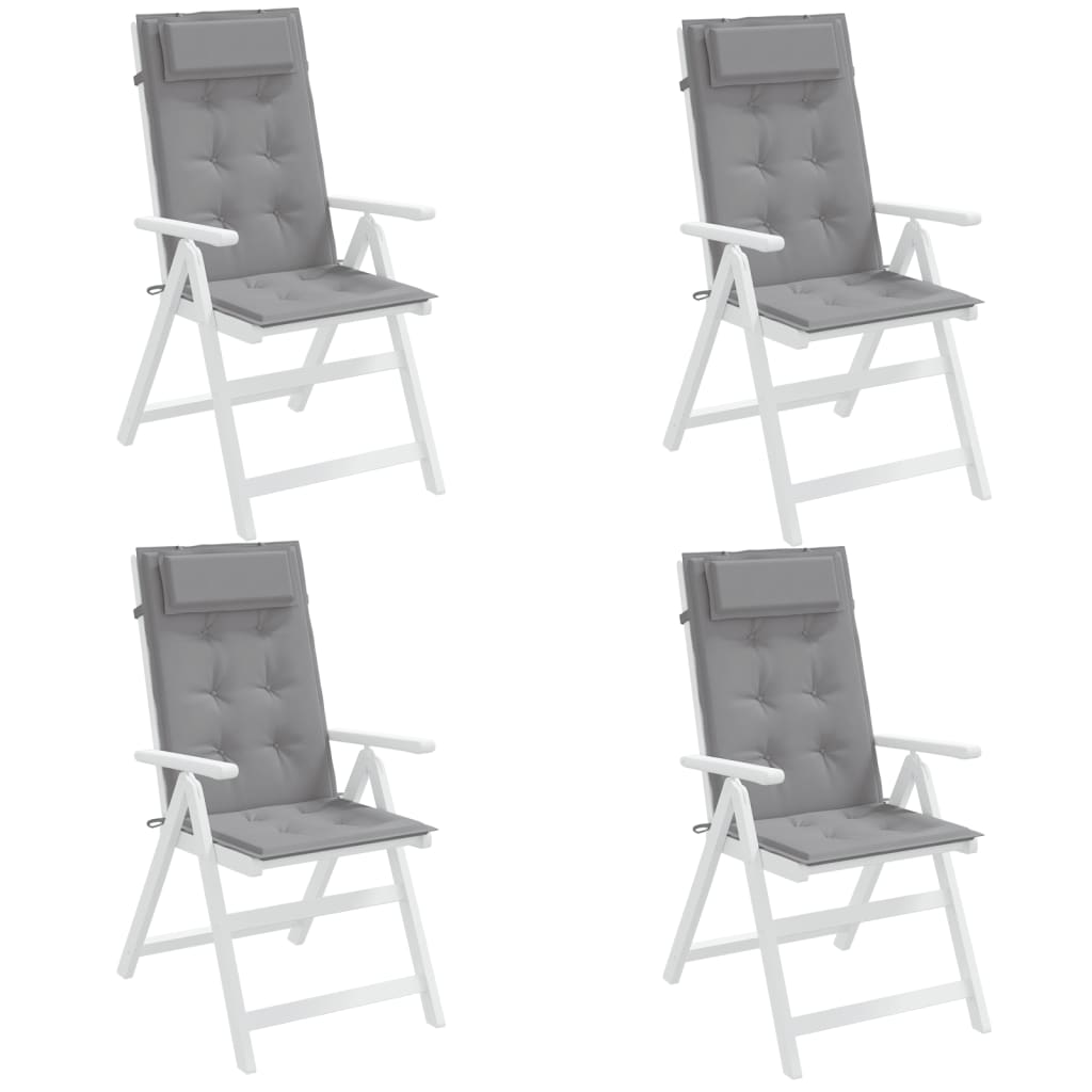 vidaXL Podušky na stoličky s vysokým operadlom 4 ks sivé látka