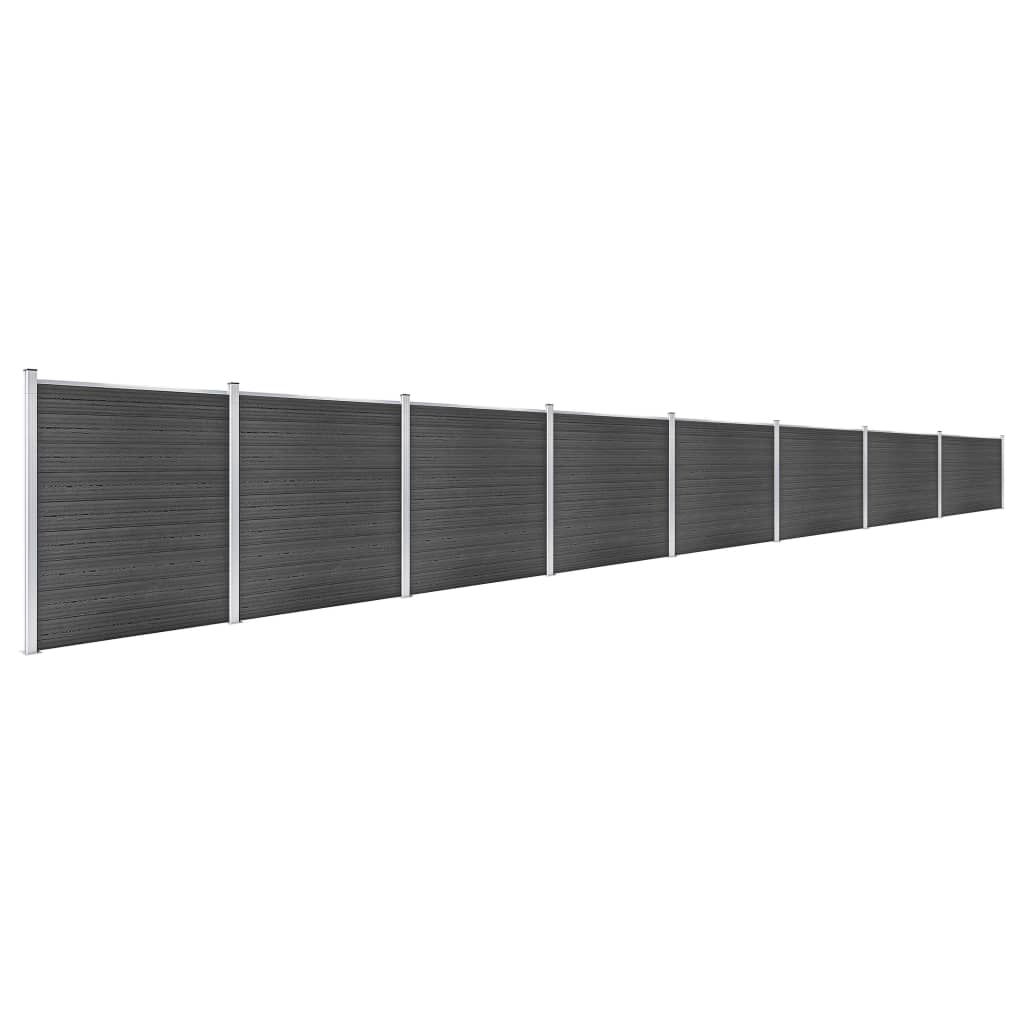 vidaXL Sada plotových panelov WPC 1391x186 cm čierna