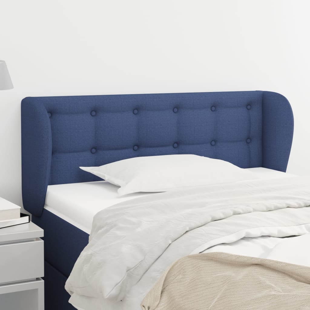 vidaXL Čelo postele so záhybmi modrý 83x23x78/88 cm látka