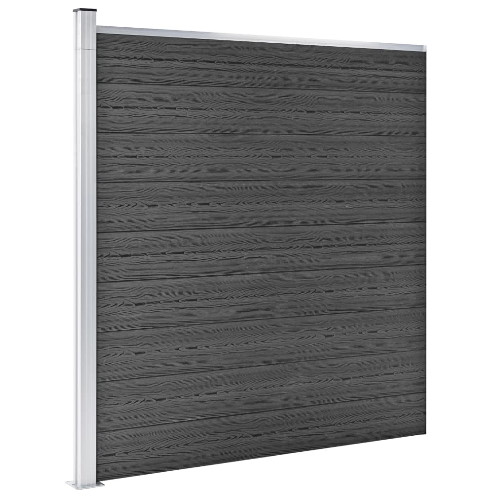 vidaXL Sada plotových panelov WPC 1138x(105-186) cm čierna