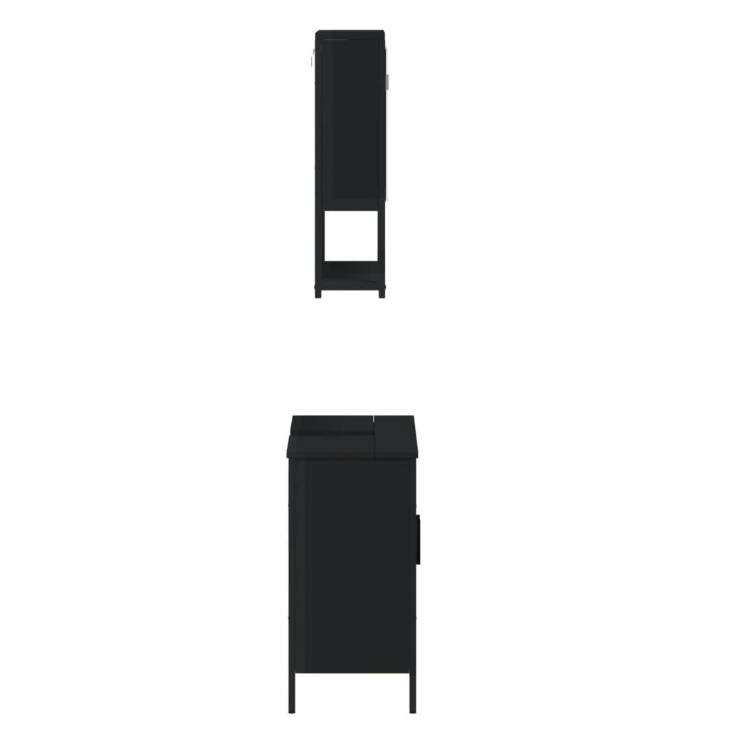 vidaXL 2-dielna sada kúpeľňového nábytku čierna kompozitné drevo