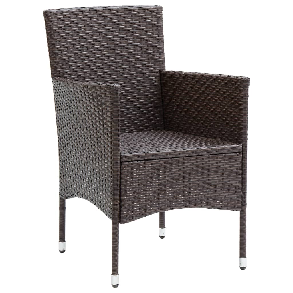 vidaXL Záhradné jedálenské stoličky 4 ks polyratanové hnedé