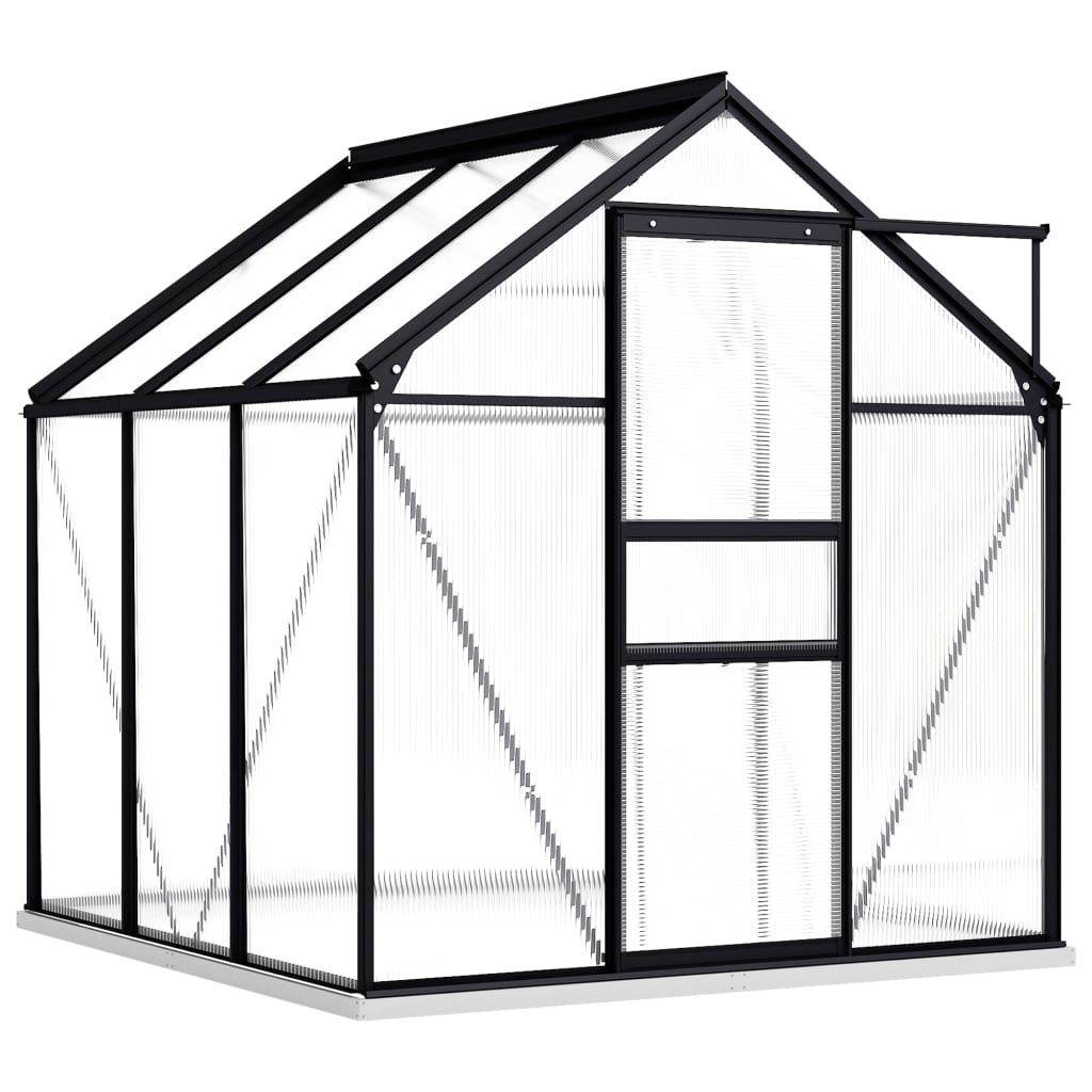 vidaXL Hliníkový skleník s podkladovým rámom, antracitový 3,61 m²