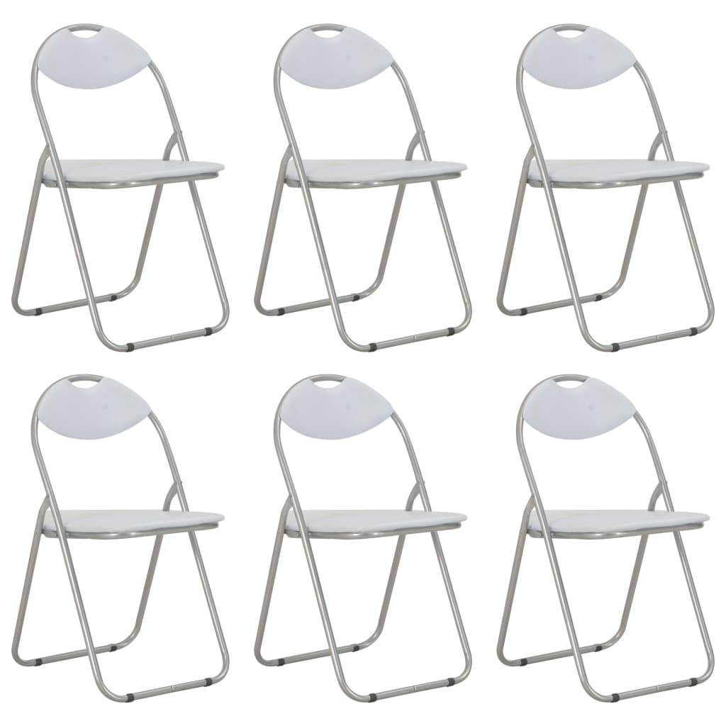 vidaXL Skladacie jedálenské stoličky 6 ks biele umelá koža