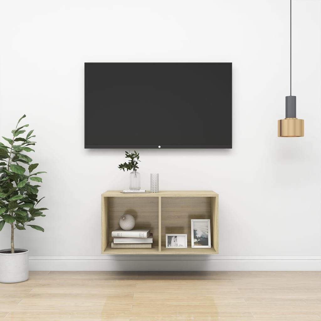 vidaXL Nástenná TV skrinka, dub sonoma 37x37x72 cm, kompozitné drevo