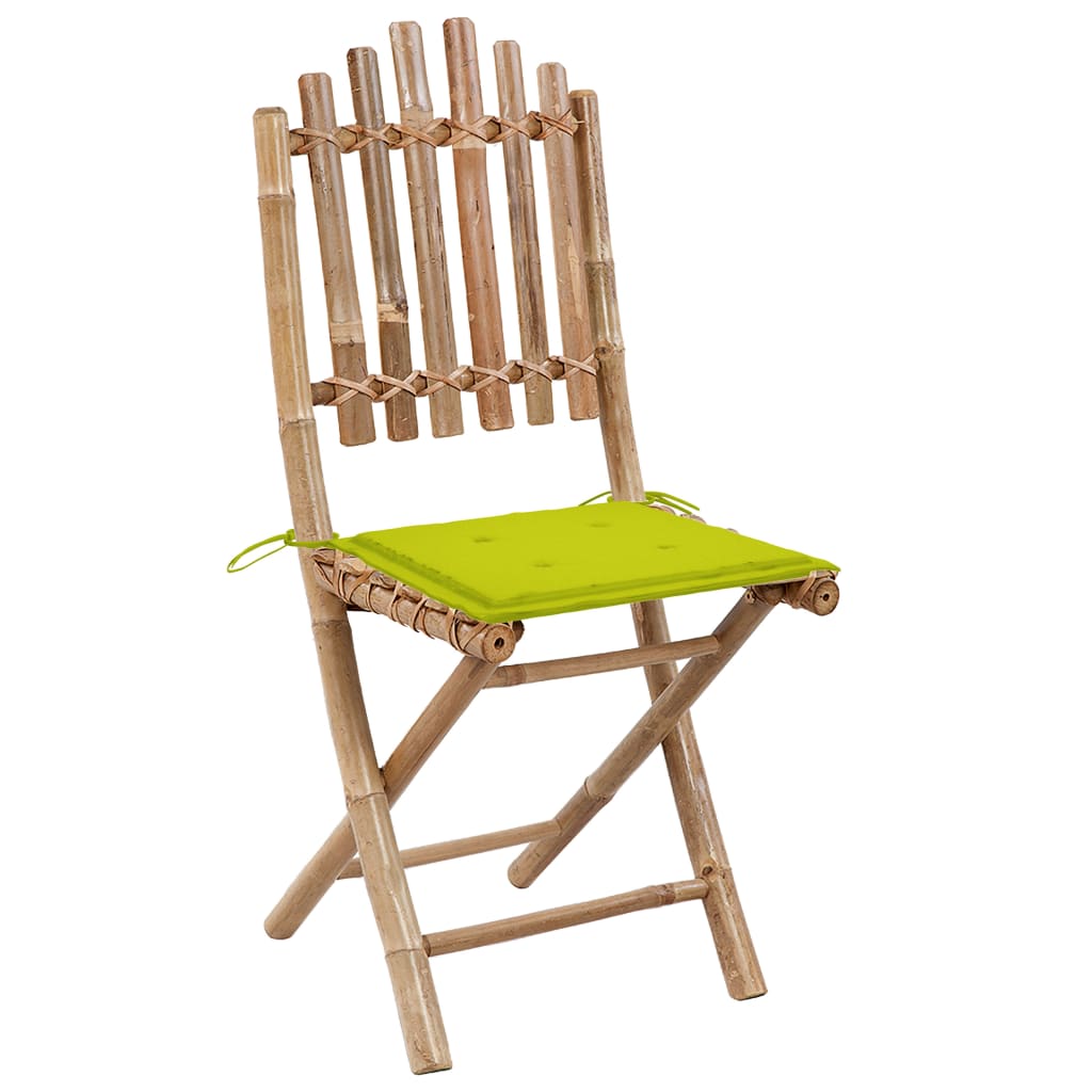 vidaXL Skladacie záhradné stoličky s podložkami 2 ks bambus