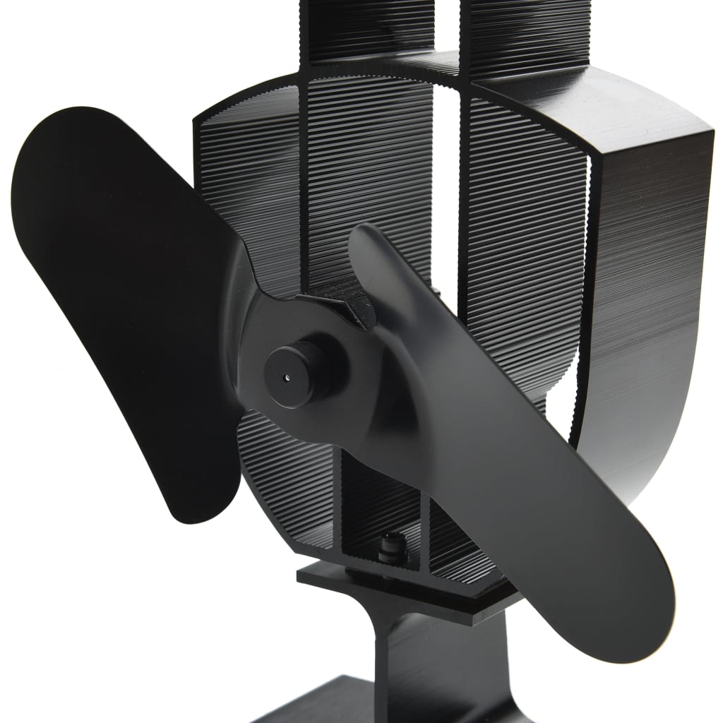 vidaXL Teplom poháňaný ventilátor na krb s 2 lopatkami čierny