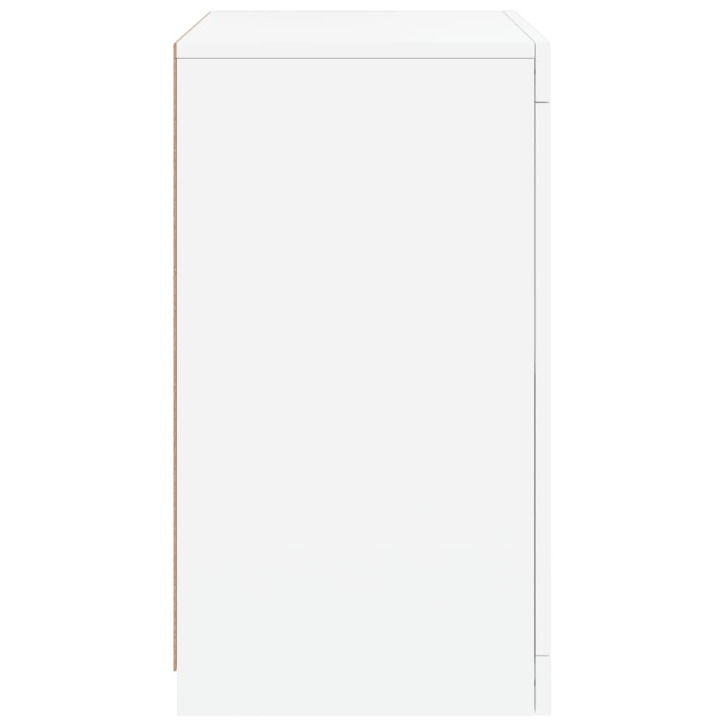vidaXL Bočná skrinka s LED svetlami biela kompozitné drevo