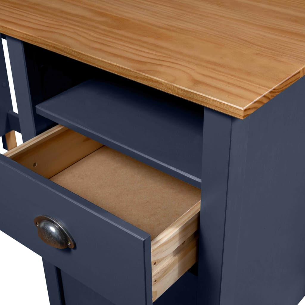 vidaXL Písací stôl Hill, 3 zásuvky, sivý 120x50x74cm, borovicový masív